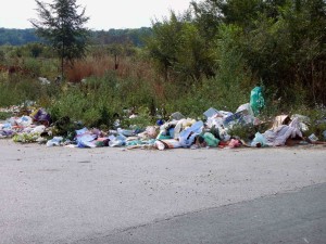 Trash on the roadside of Serbia